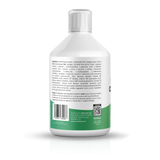 A 500ml bottle of Viperfish Collagen powder, shown from the back to display the detailed ingredient list, barcode, and QR code. The bottle is white with a clear cap and features a green label at the bottom.