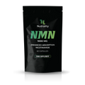 A black stand-up pouch of Nutrality NMN 1000 MG food supplement capsules, featuring green and white text on a clean white background with a soft reflection.