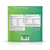 The back of a green hang-sleeve supplement pouch showing nutritional information and ingredient details, with the brand name Nutrality visible.